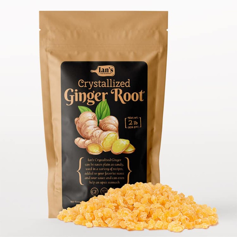 Ian’S Crystalized Ginger Pieces (2Lb) – Candied Ginger Chews For Nausea – Great For Baking & Cooking