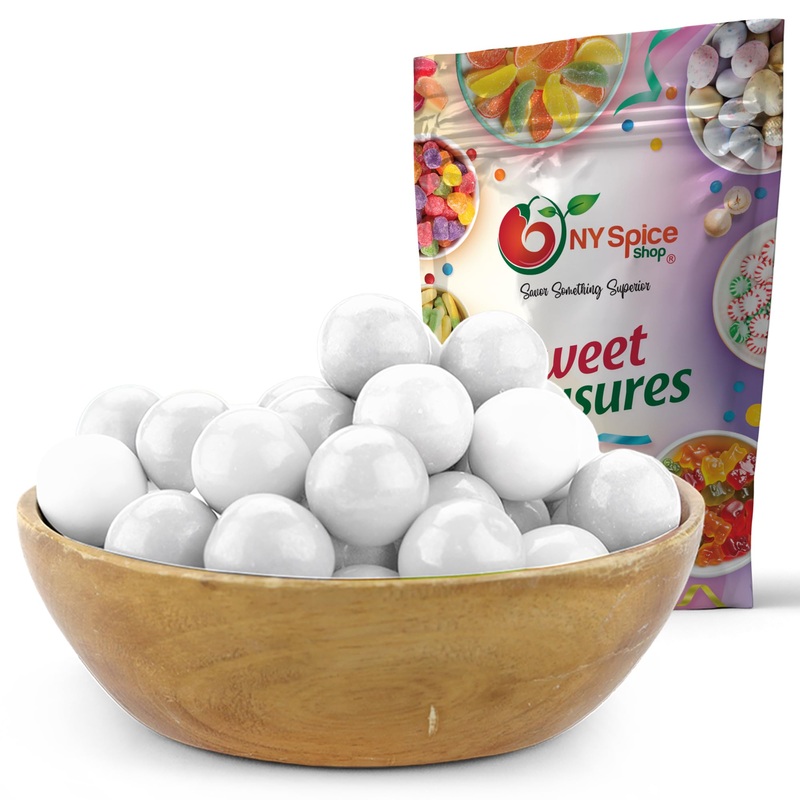 Ny Spice Shop White Shimmer Gumballs – 3 Pound Gumballs For Gumball Machine – Chewing Gum Dubble Bubble Gumballs – Fruit Flavore