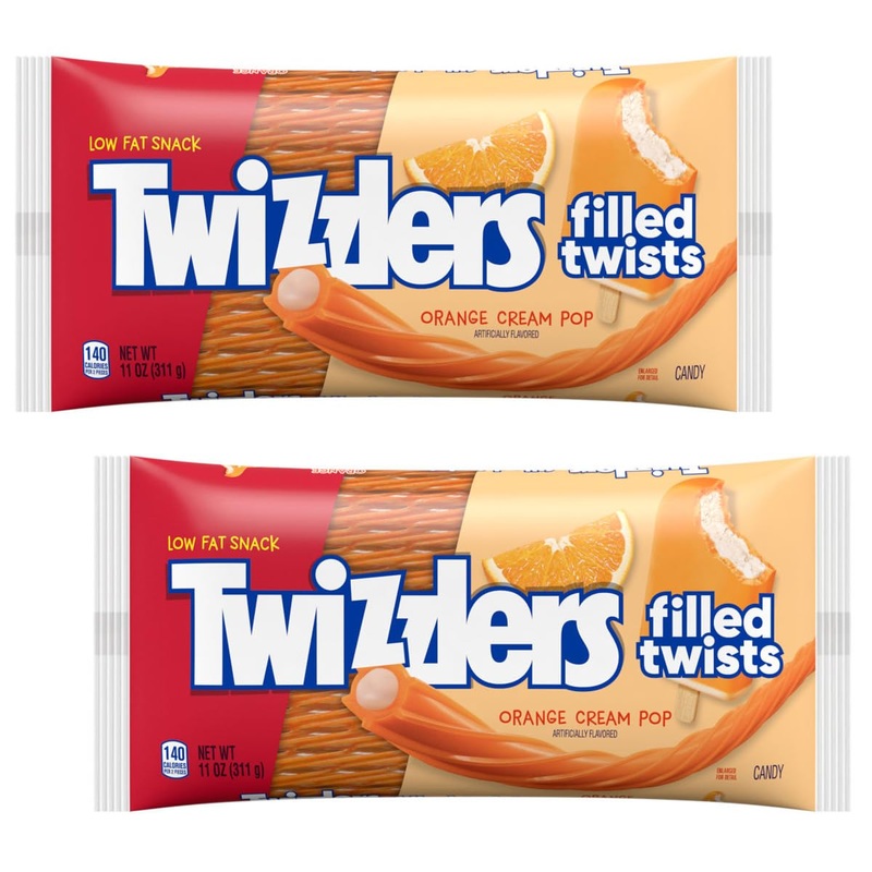 Orange Cream Pop Flavored Filled Twists, 11 Ounce Bag (2 Pack), Licorice Candy, The Hampton Candy Company
