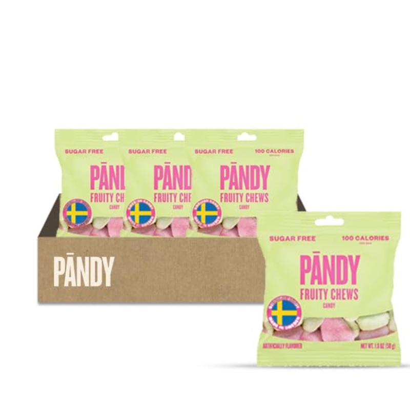Pandy, Swedish Sugar Free Candy, Fruity (1.8 Ounce Bags, Pack Of 4) – Diet, Healthy Keto Gummy Candy, Low Calorie Sweets