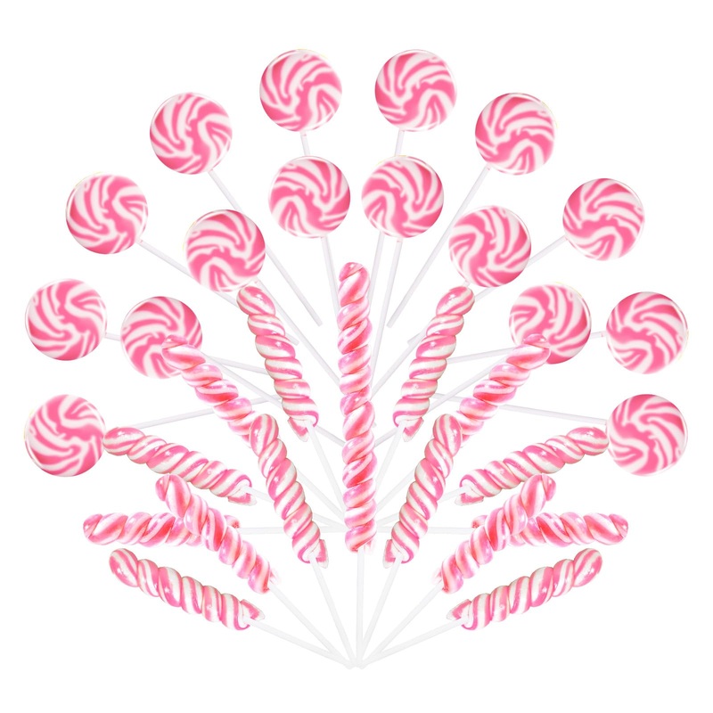 Pink Twisty & Swirl Lollipops 32 Pack (16 Swirl + 16 Twist), Baby Shower Candy Swirl Lollipop Individually Wrapped Suckers, Vale