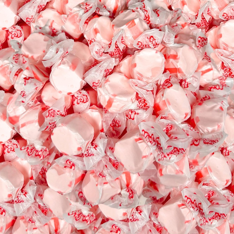 Premium Cherry Saltwater Taffy Chewy Candy Tart And Sweet Flavor Bulk 1 Lb Bag 60+ Pieces Individually Wrapped, Nut & Gluten Fre