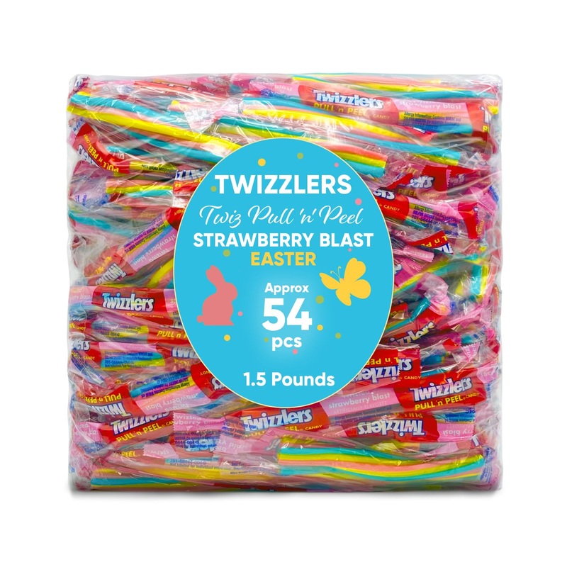 Pull & Peel Strawberry Licorice – Soft & Chewy Candy, Individually Wrapped Strands – 1.5 Lb Bulk Pack (Approx. 54 Pieces)