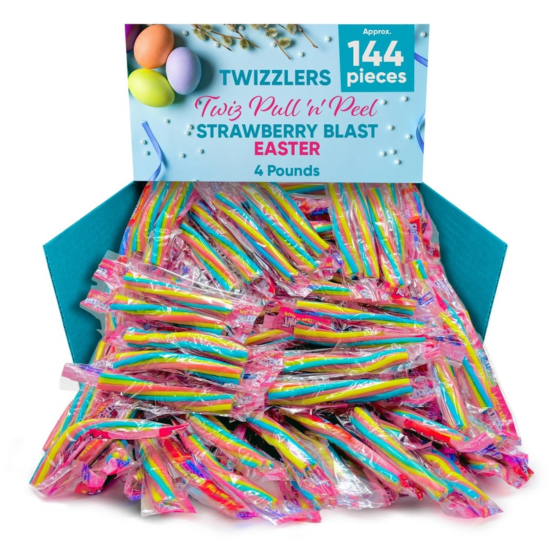 Pull & Peel Strawberry Licorice – Soft & Chewy Candy, Individually Wrapped Strands – 4 Lb Bulk Pack (Approx. 144 Pieces)