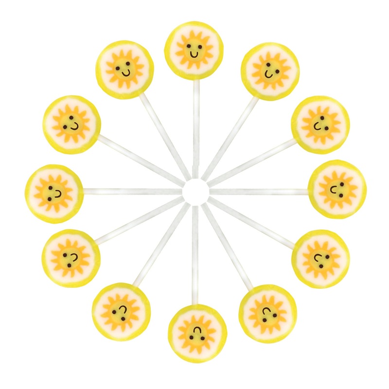 Sun Candy Lollipops – 30 Count Individually Wrapped Suckers Bulk – Cute Fun Summer Themed Yellow Candy Favors – Beach Theme Part