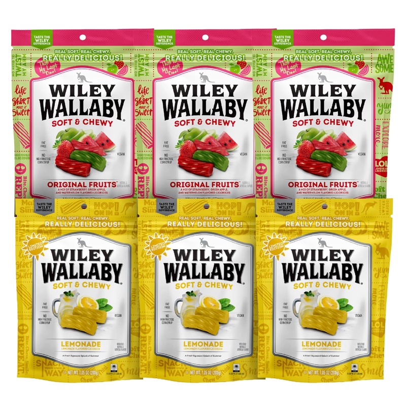 Wiley Wallaby Licorice Variety Pack – Original Fruits And Lemonade Classic Gourmet Soft & Chewy Australian Licorice Candy – Pack