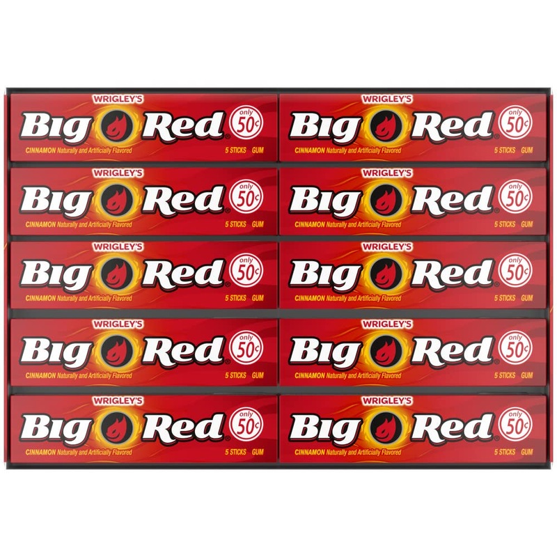 Wrigley’S Big Red Chewing Gum Bulk Pack, 5 Sticks Per Pack (40 Total Packs)