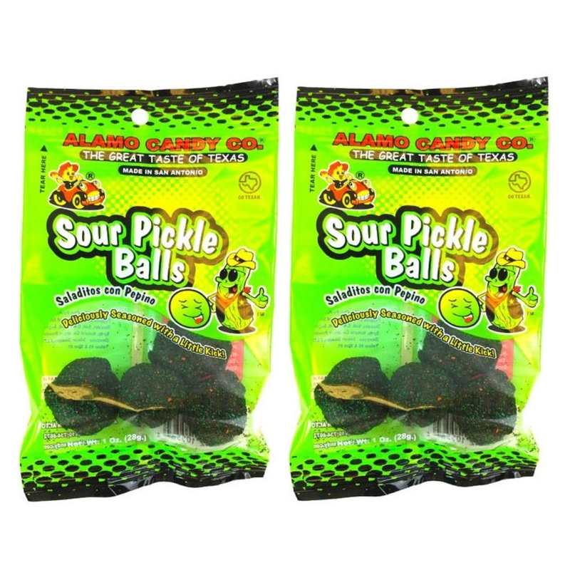 2 Set Of 2 Pack – Alamo Candy Sour Pickle Balls, 1 Oz