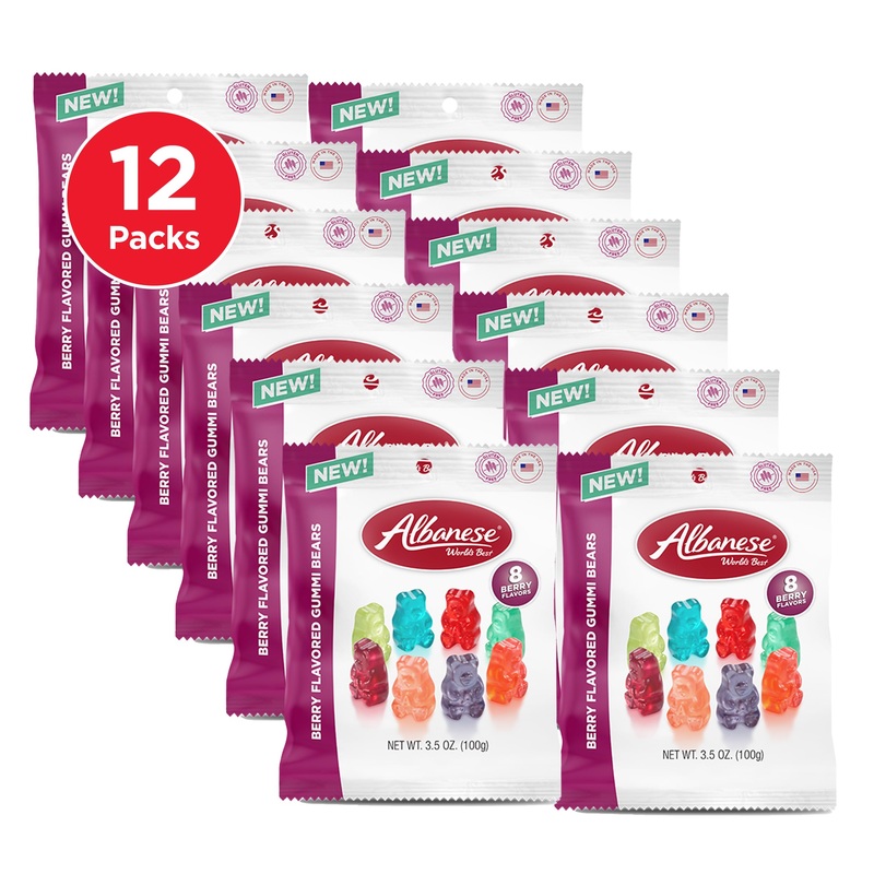 Albanese World’S Best Berry Flavored Gummi Bears, 3.5Oz Bags Of Candy, Individually Wrapped Pack Of 12