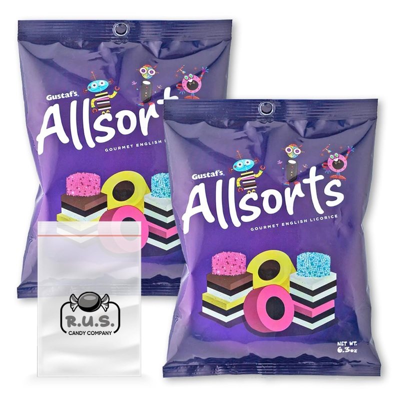 Allsorts Gourmet English Licorice, 2 Pack – 6.3 Oz Each | Assorted Flavors | Imported Traditional Candy Treats – Comes With Rus