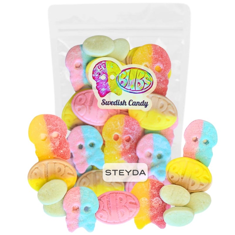 Bubs Swedish Candy 0,5 Lb, Swedish Candy Bubs Mix, Skulls, Swedish Godis, Gummy Candy