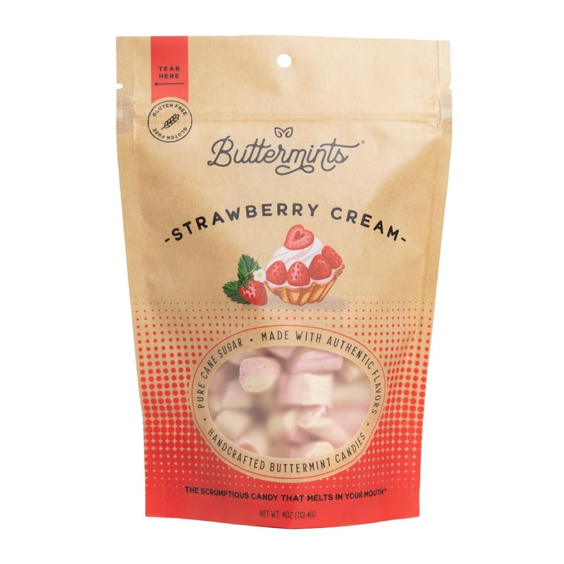 Buttermints Strawberry Cream, Butter Mints Gluten-Free Candy Soft Butter Taste, Unexpectedly Scrumptious (4 Servings)