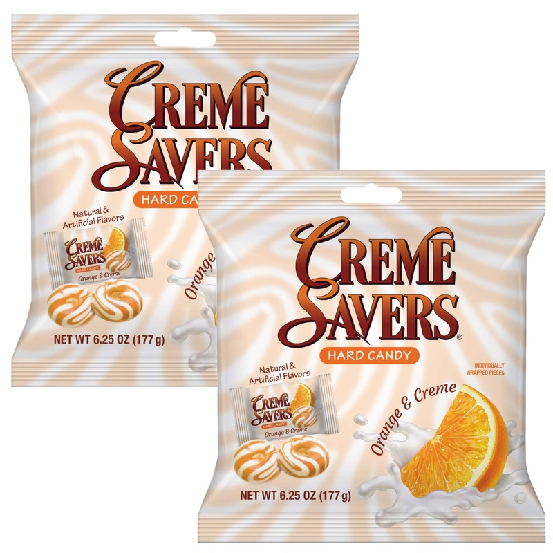 Cream Savers Orange & Cream, 6.25 Ounce Bag (Pack Of 2), Individually Wrapped Hard Candy, Orange Candy, The Hampton Candy Compan