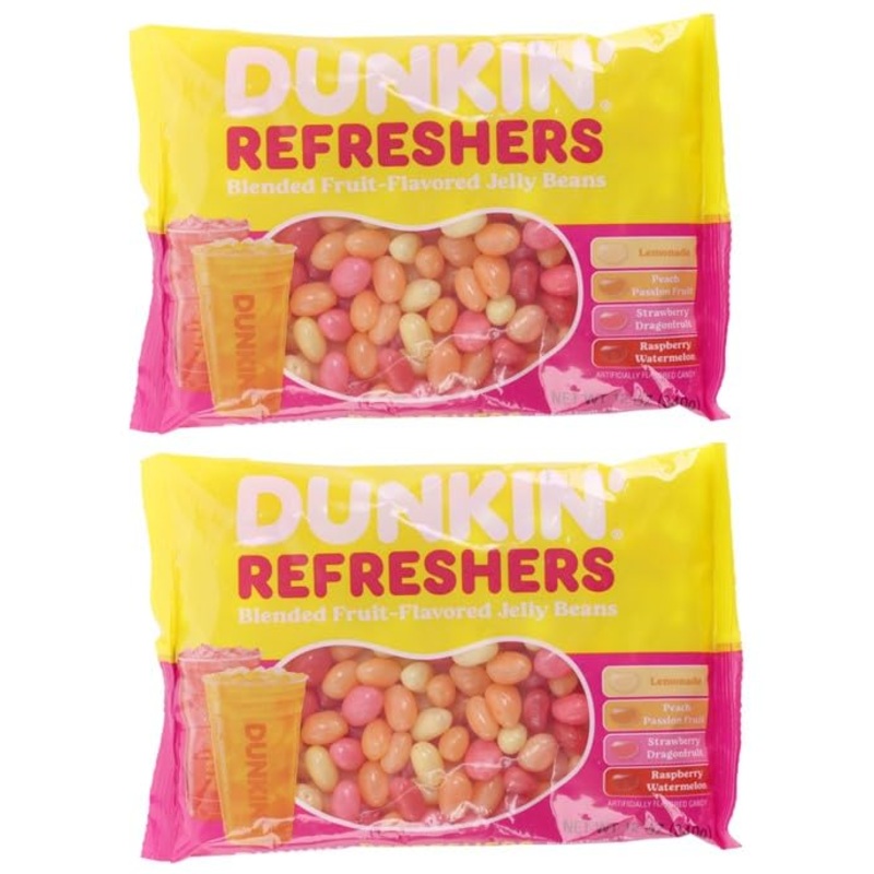 Dunkin’ Refreshers Fruit-Flavored Jelly Beans, Assorted Flavors, 2 Pack Candy Snacks & Sweets, 24 Oz Total