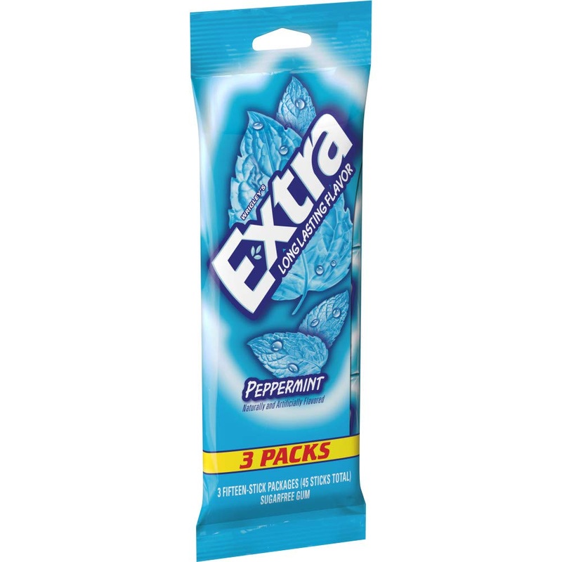 Extra Peppermint Sugar Free Chewing Gum, 15 Sticks (3 Pack)