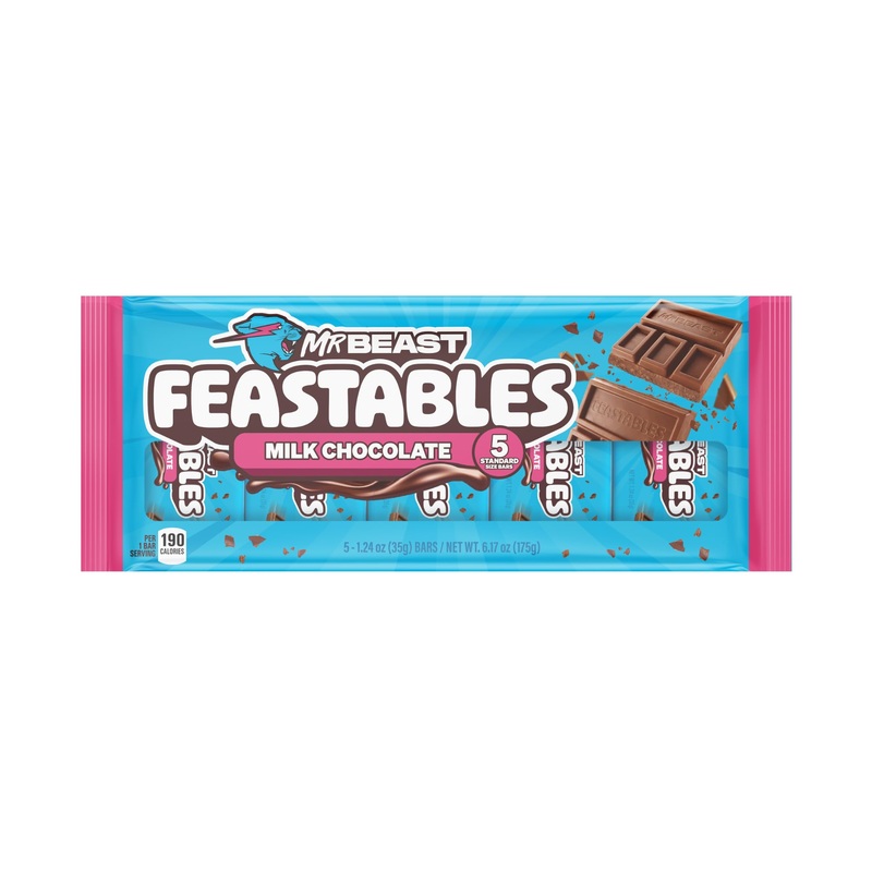 Feastables Milk Chocolate Bar, 1.24 Oz (35G), 5 Count