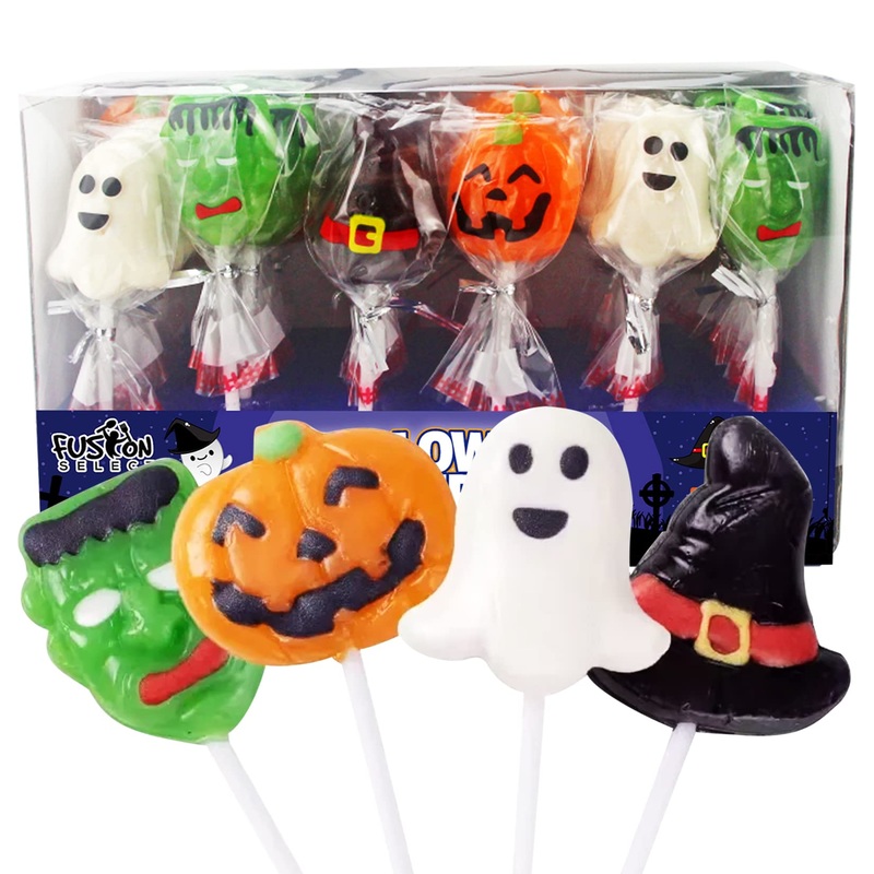 Fusion Select Halloween Candy Lollipops – Halloween Suckers – Trick Or Treat Candies For Kids – Frankenstein’S Monster, Jack O L