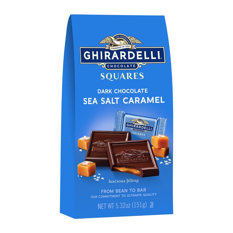Ghirardelli Dark Chocolate Sea Salt Caramel Squares – 5.32 Oz Bags – Pack Of 6