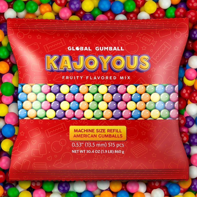 Gumballs For Gumball Machine – 0.5 Inch Gum Balls – Chewing Bubble Gum – 1.9 Lb Kids Gum Bulk Gumball Machine Refills – 515 Pcs