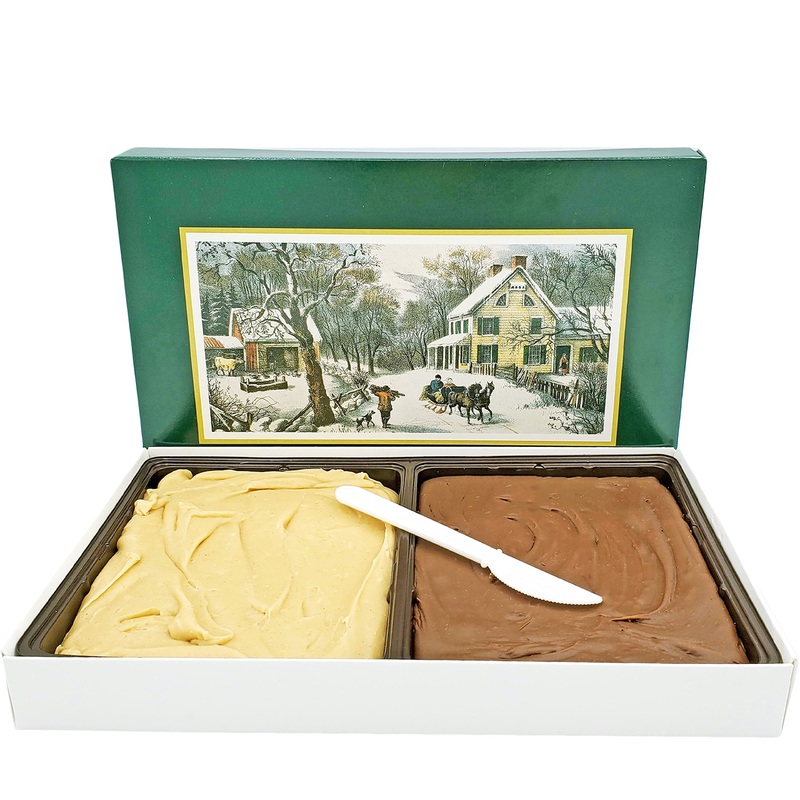 Home Made Creamy Chocolate/Peanut Butter Fudge – 24 Oz Currier And Ives Gift Box