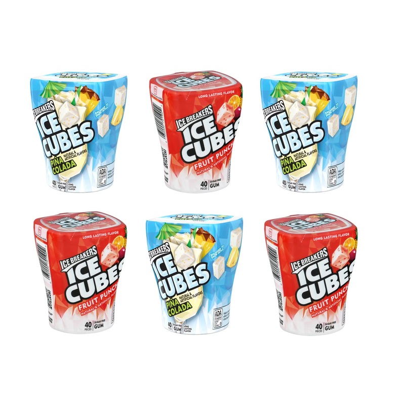 Ice Breakers Cubes, (3) Pia Colada & Fruit Punch, Sugar Free Breath Mint Chewing Gums, 3.24 Oz Bottles – Edition – Great For Hol