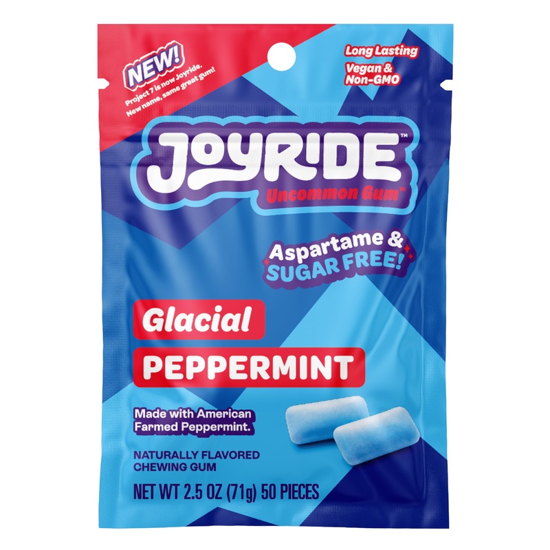 Joyride Gum – Glacial Peppermint, Aspartame & Sugar Free, Low Carb, Vegan, Healthy Chewing Gum, 1 Pack Of 50 Pieces (50 Pieces T