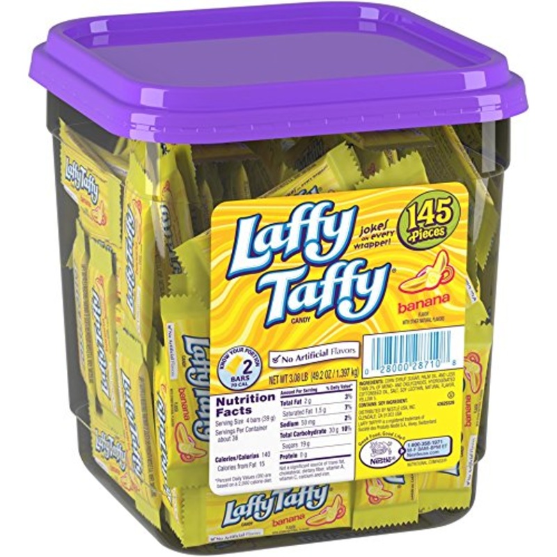 Laffy Taffy Banana Flavor, 145 Count Tub – Chewy Candy Treats, Perfect for Parties and Snacking, Pack of 1