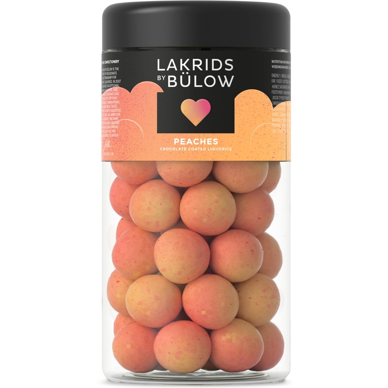 Lakrids By Blow – Peaches – 10.4 Oz – Chocolate Coated Gourmet Licorice – Sweet Licorice Core Coated In White Chocolate & Peach
