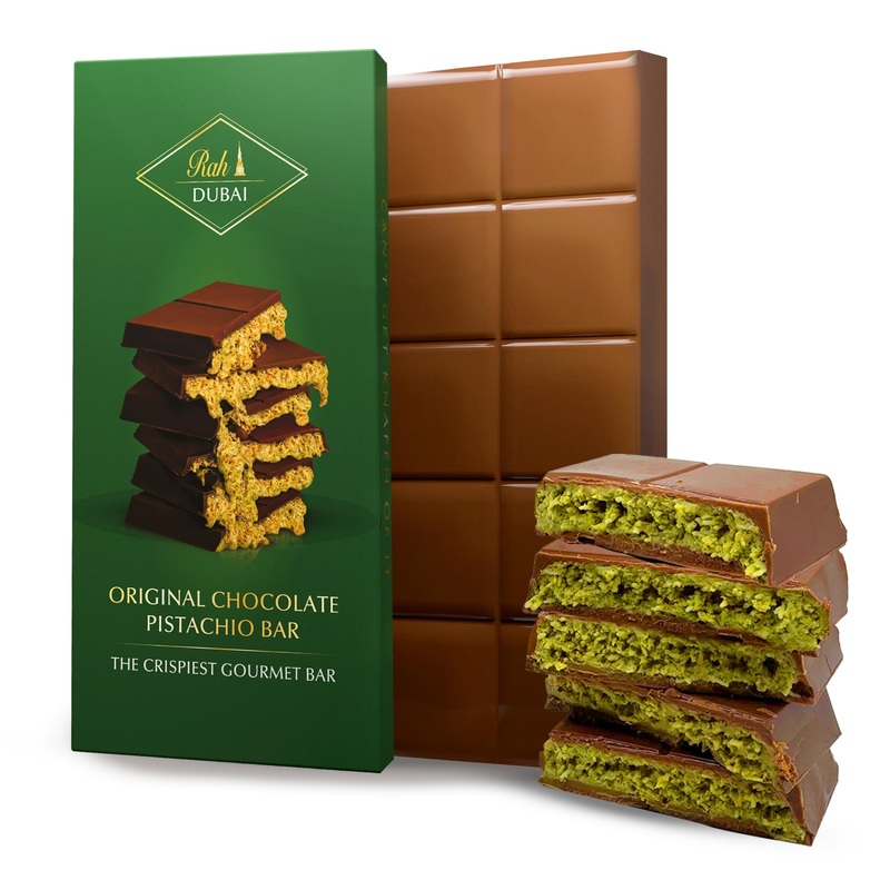 Rah Viral Dubai Chocolate Bar Pistachio Original, 7Oz – 200Gr, Loaded Knafeh Dubai Pistachio Chocolate Bar With Kunafa | Premium