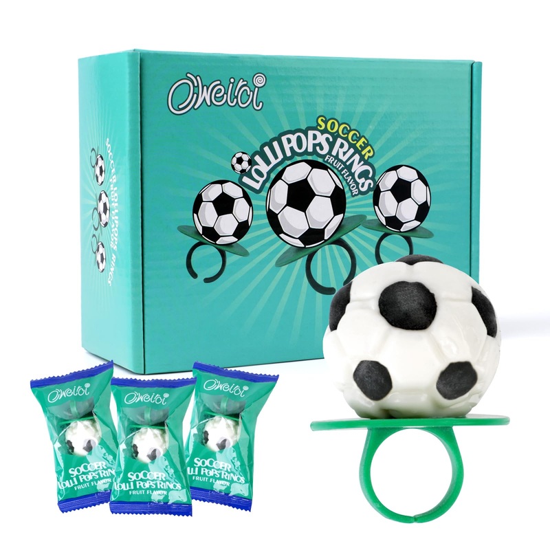Soccer Ring Lollipops,Individually Wrapped Candy For Birthday Party Favors,Football Candy Lollipops Suckers,18 Count