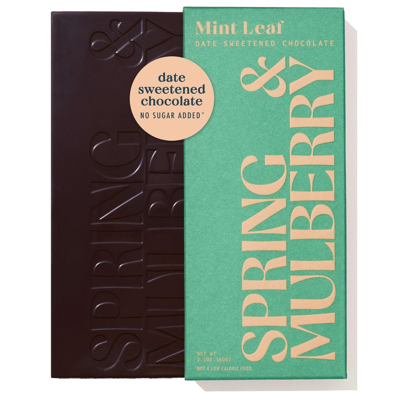 Spring & Mulberry Dark Chocolate Bars – Healthy Dark Chocolate, Date-Sweetened – Mint Leaf 3 Pack