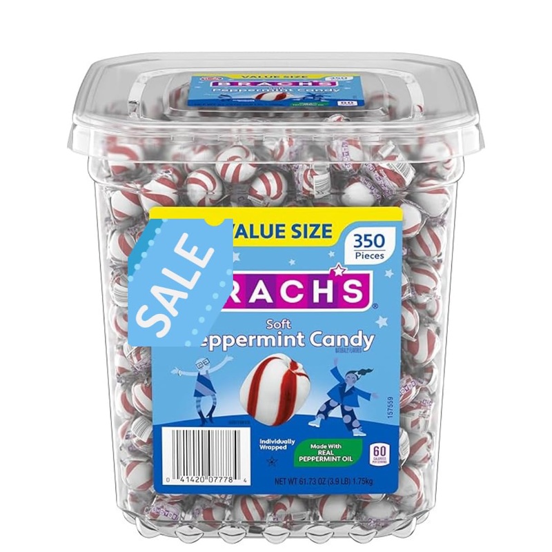 Sweet Stripes Soft Peppermint Candy, Individually Wrapped, 24 Oz (10 Pack)