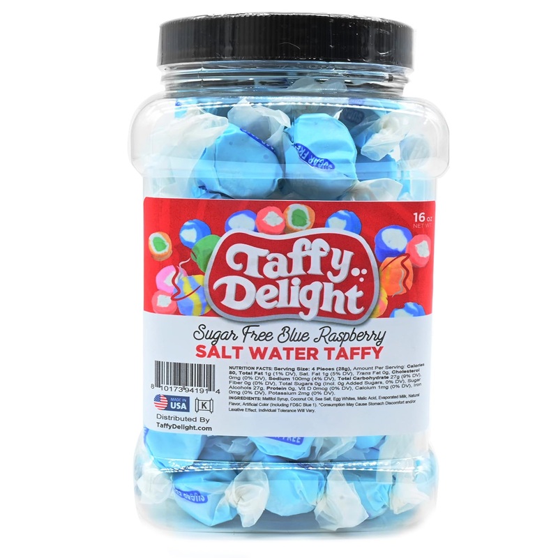 Taffy Delight Salt Water Taffy (16Oz, Sugarfree Blue Raspberry)