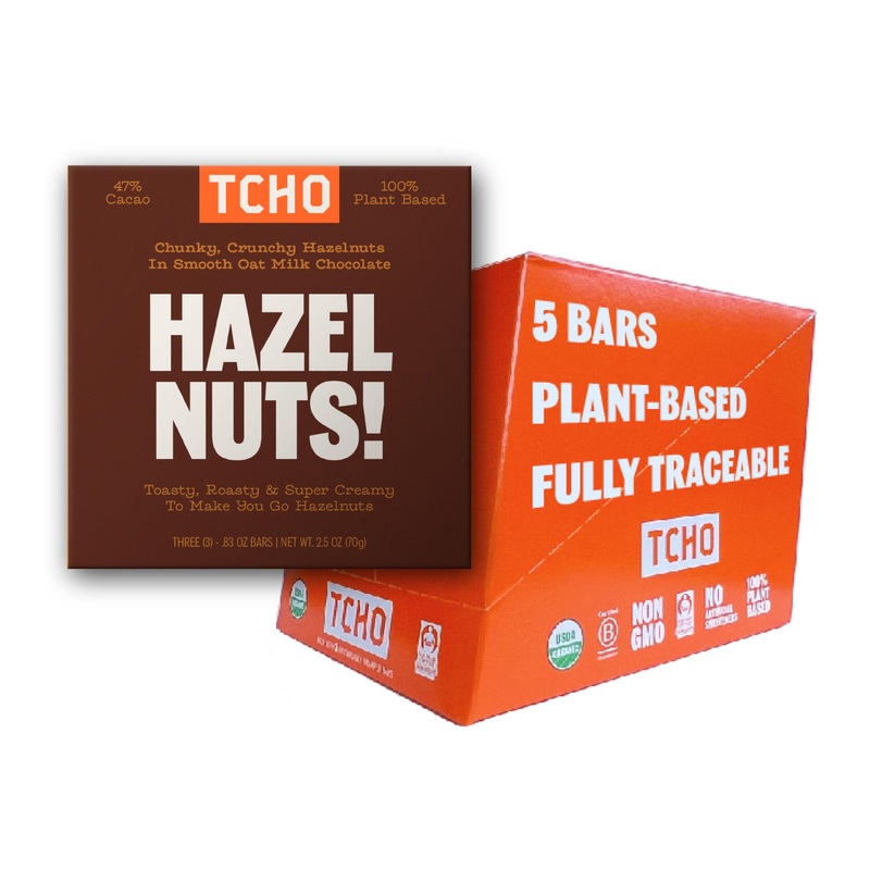 Tcho Organic Hazel Nuts Milk Chocolate Bars – Vegan, Non-Gmo Treat W/Toasted Hazelnuts – 100% Plant-Based, No Artificial Ingredi
