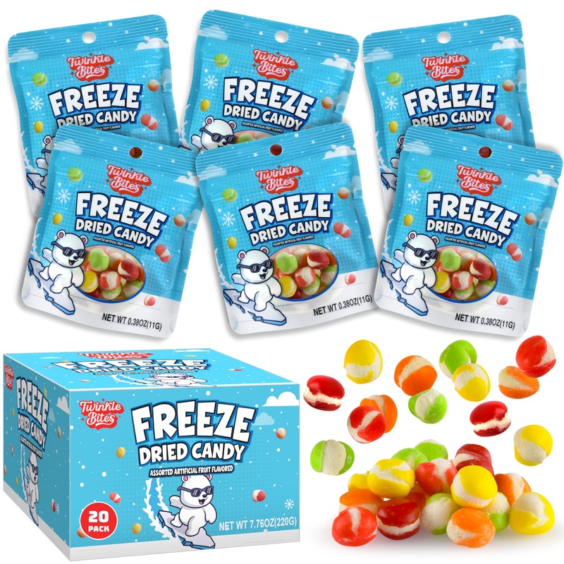 20 Pack Freeze Dried Candy- About 10 Pcs Per Bag – Bulk Treat Candy In Resealable Bag – Great For Kids, Adults, School, Party Fa
