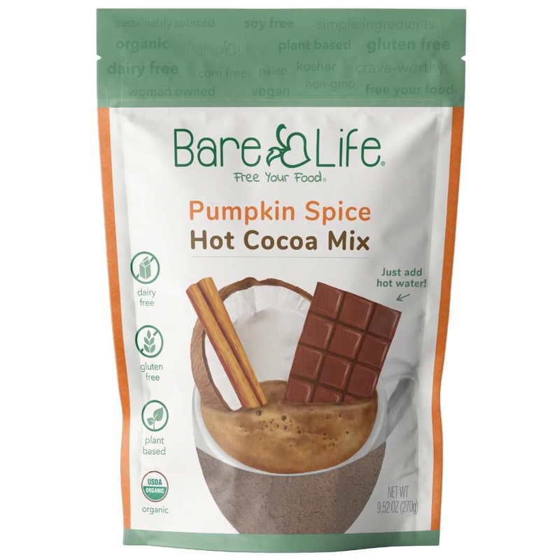 Bare Life: Instant Dairy Free Pumpkin Spice Hot Cocoa Mix – 10 Serving Pouch | Gluten Free, Vegan, Organic, Plant Based, Paleo,