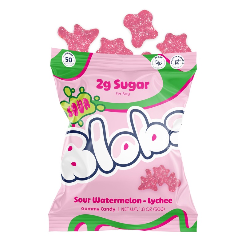 Blobs Sour Gummy Candy Low Sugar, Low Calorie, Gluten Free For Kids & Adults- No Sugar Alcohols, Vegan, No Dyes- 1.8 Oz Per Bag