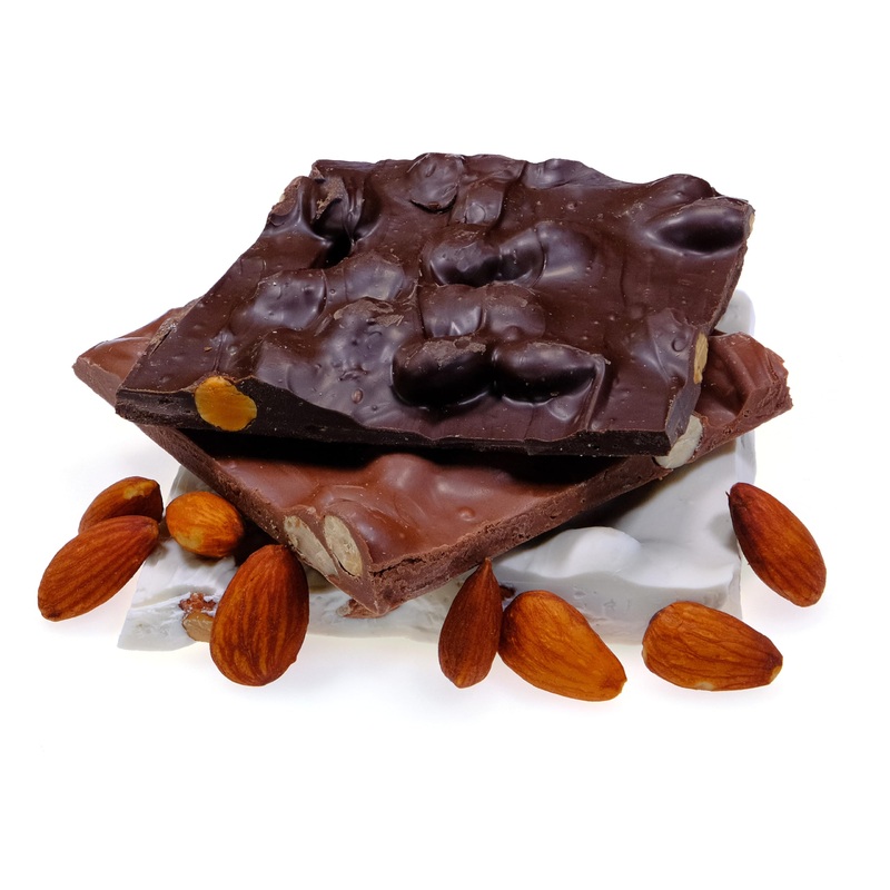 Candykorner Multipack (Milk, Dark, White) Almond Bark – 1 Pound – Gourmet Handmade Chocolate With Roasted Almonds – 16 Ounces By