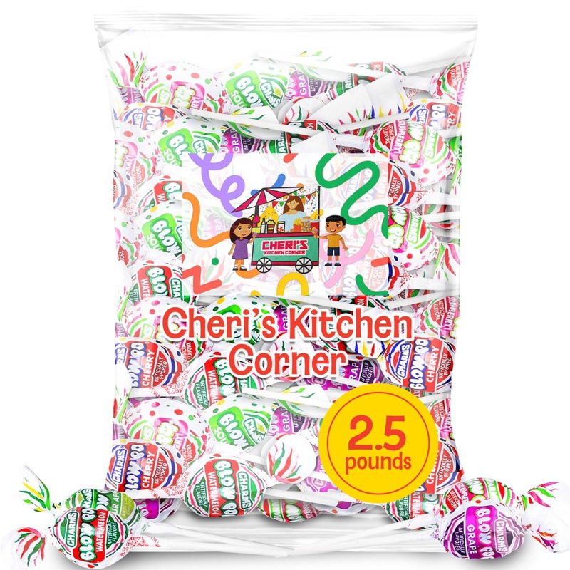 Cheri’S Kitchen Corner Blow Pops 2.5 Lbs With Lots Of Flavors Like Watermelon, Strawberry, Cherry, Grape, And Sour Apple! These