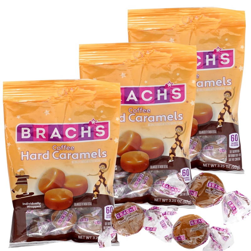 Coffee Hard Caramels, 3.25 Oz Bags (3 Pack), Individually Wrapped Hard Candy