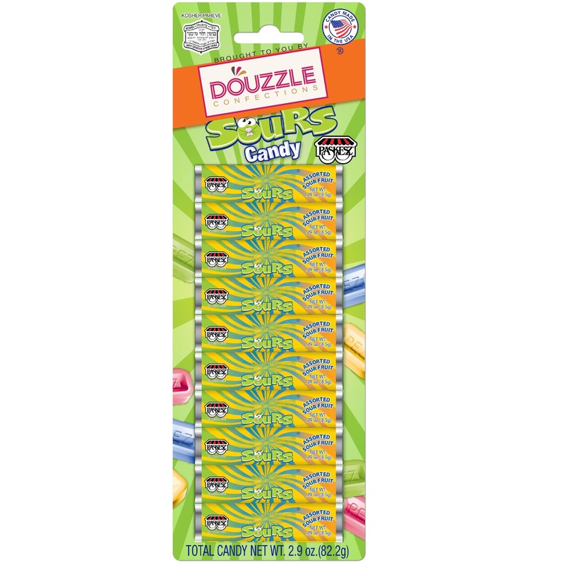 Douzzle Kosher Pez Candy Refills – Assorted Sour Fruit Flavor, 10 Refills (Pack Of 1) Gluten Free, Kosher Parve, Usa Made