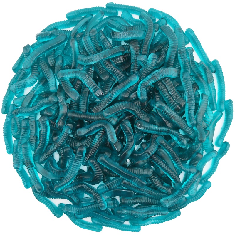 Firstchoicecandy Sweet & Sour Gummy Worms, Multi Flavors And Solid Colors (1 Pound, Blue Raspberry)