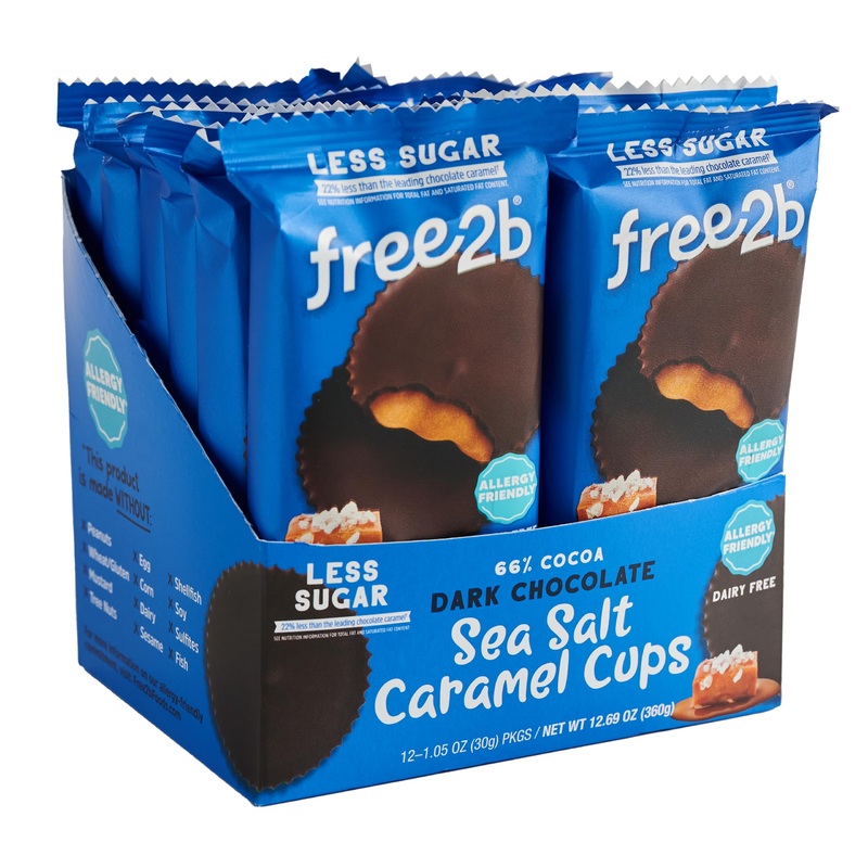 Free2B Sea Salt Caramel Cups, Safe For School And Allergy Friendly – Gluten-Free, Dairy-Free, Nut-Free, And Soy-Free – Dark Choc