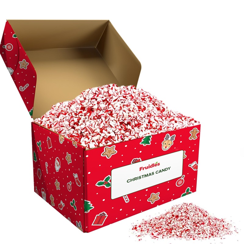 Fruidles Crushed Peppermint Candy Canes, Christmas Peppermint Flavor Toppings, Resealable Bag