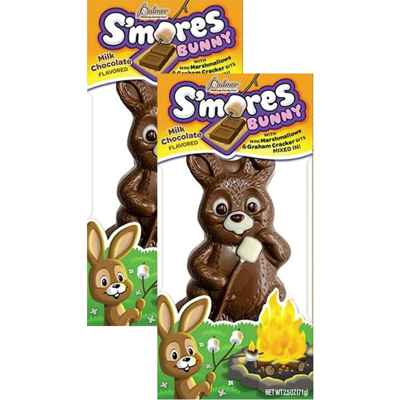 Fruidles Easter S’Mores Bunny Solid Big Milk Chocolate, Holiday Treats, Milk Chocolate Flavored With Graham Cracker Bits And Min