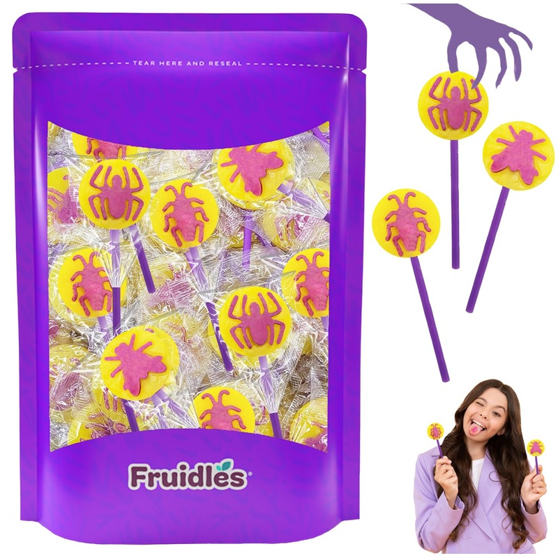 Fruidles Insects Tattoo Lollipop Suckers Candy, Great For Goody Party Bag Fillers, Individually Wrapped (2 Pounds)