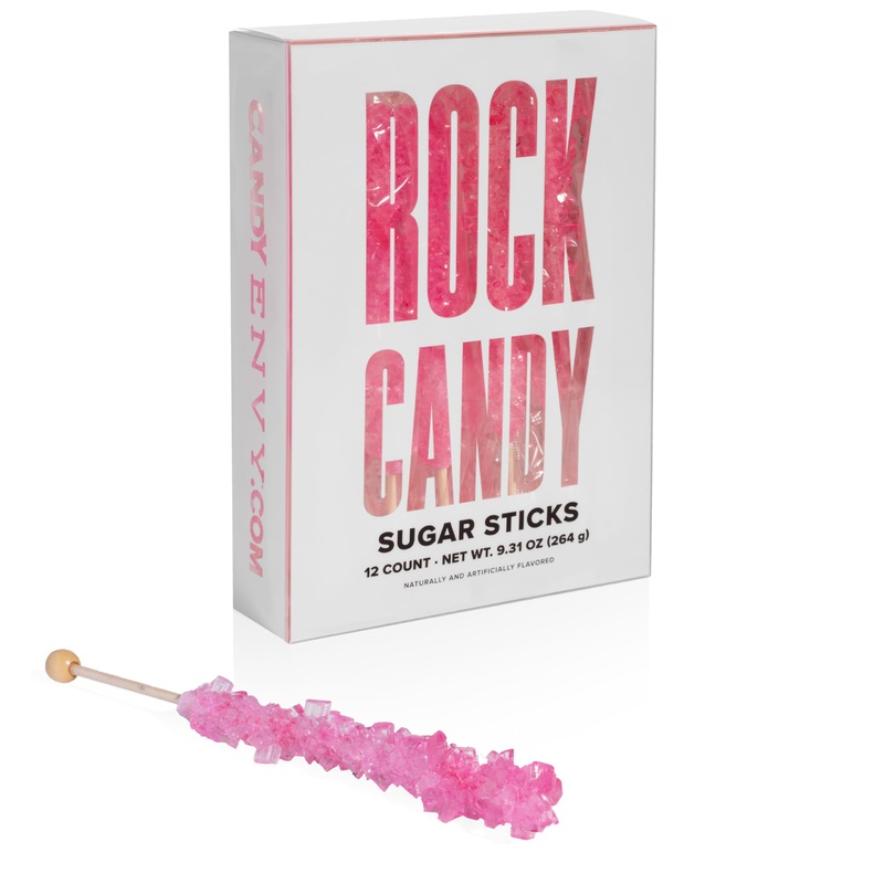 Light Pink Rock Candy Sugar Sticks – Cherry Flavored – 12 Individually Wrapped Pink Party Favors