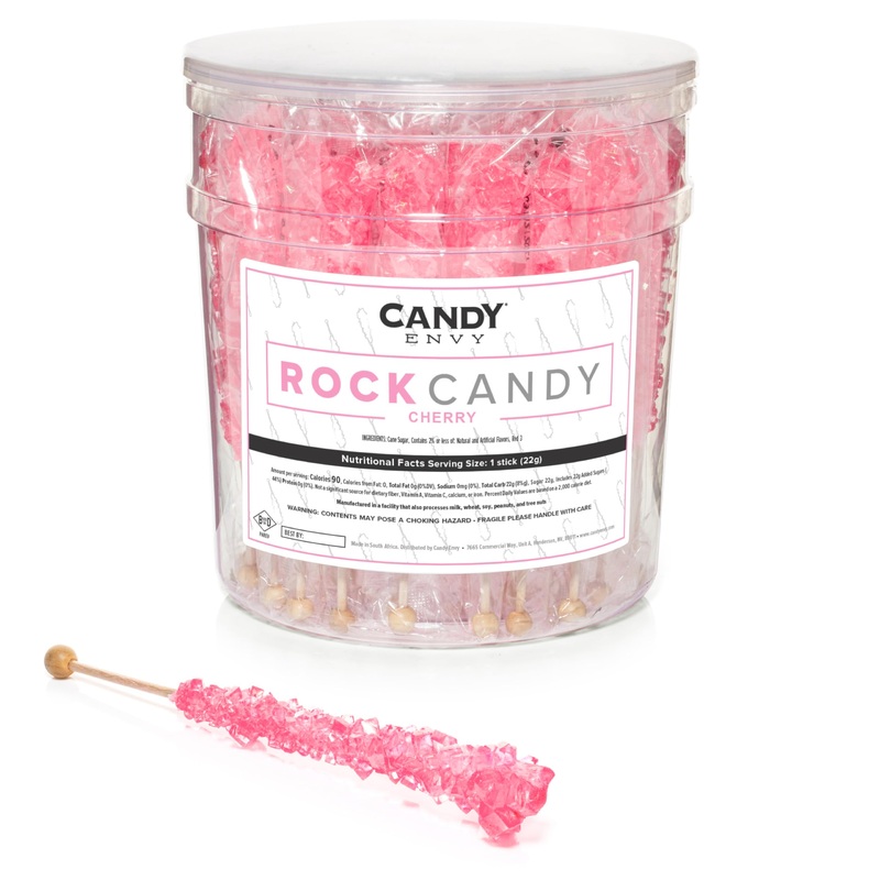 Light Pink Rock Candy Sugar Sticks – Cherry Flavored – 36 Individually Wrapped Pink Candy Party Favors