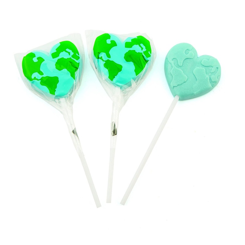 Love The Earth Suckers – 12 Individually Wrapped Heart Shaped Earth Candy – Earth Day Party Supplies And Map Favors