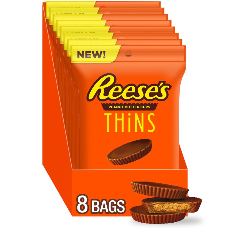 Reese’S Thins Milk Chocolate Peanut Butter Cups, Candy Bags, 3.1 Oz (8 Count)